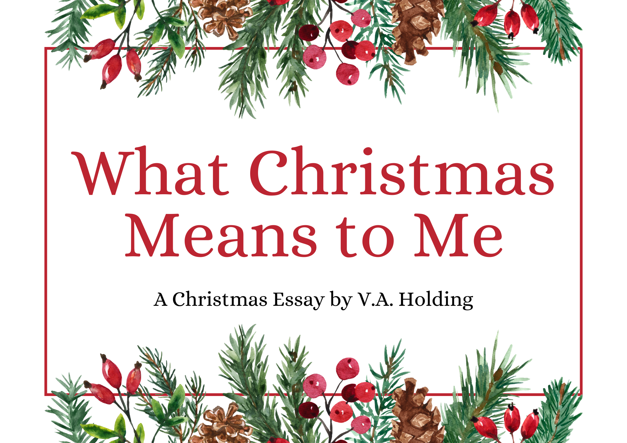 Christmas image with holly border that says "What Christmas Means to Me